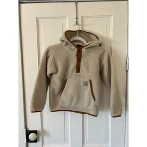 Carhartt Kids Long Sleeve Fleece Quarter Snap Sweatshirt Xs 7 cream retro hoodie